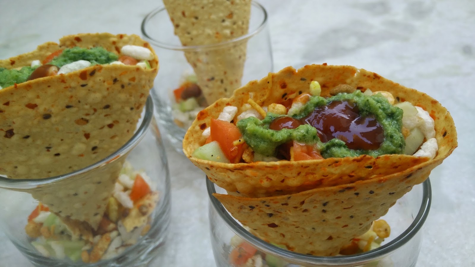 Masala Papad Cones Recipe (Indian Snacks) ~ Healthy Kadai