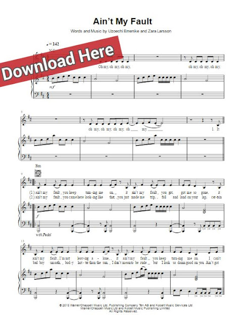 zara larsson, ain't my fault, sheet music, piano notes, keyboard, guitar, chords, klavier noten, tutorial, lesson, voice, vocals