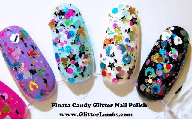 Custom Handmade Indie Nail Polish Lacquer- Shapes, Hearts, Stars, Moons, Circles, Dots, Donuts, Holographic