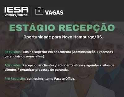 IESA seleciona Estagiário em Novo Hamburgo