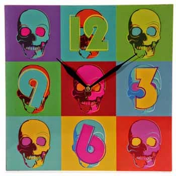 Wall Clock skulls Pop Art style