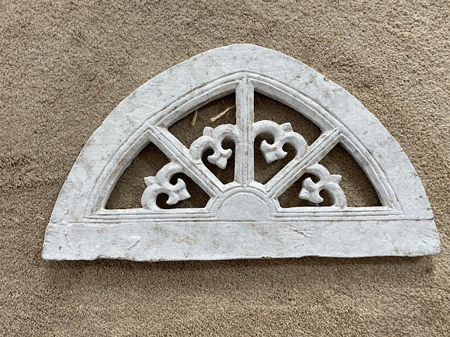 white distressed painted gothic arch wall art