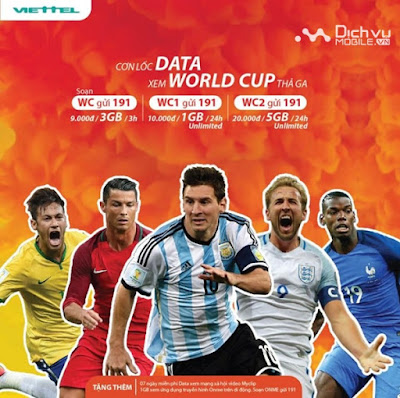 Đăng ký các gói cước World Cup của Viettel
