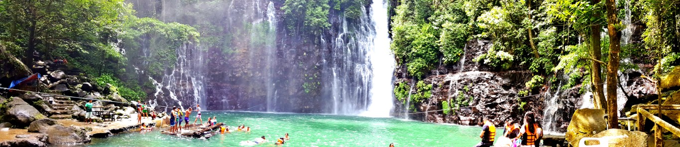 panoramic view of Tinago Falls from left edge to right edge
