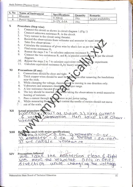 Parallel Law Of Resistances Practical Answer First Year - My Practically