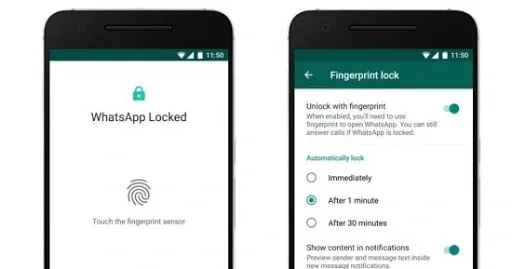 إمكانية قفل الواتساب بالبصمة