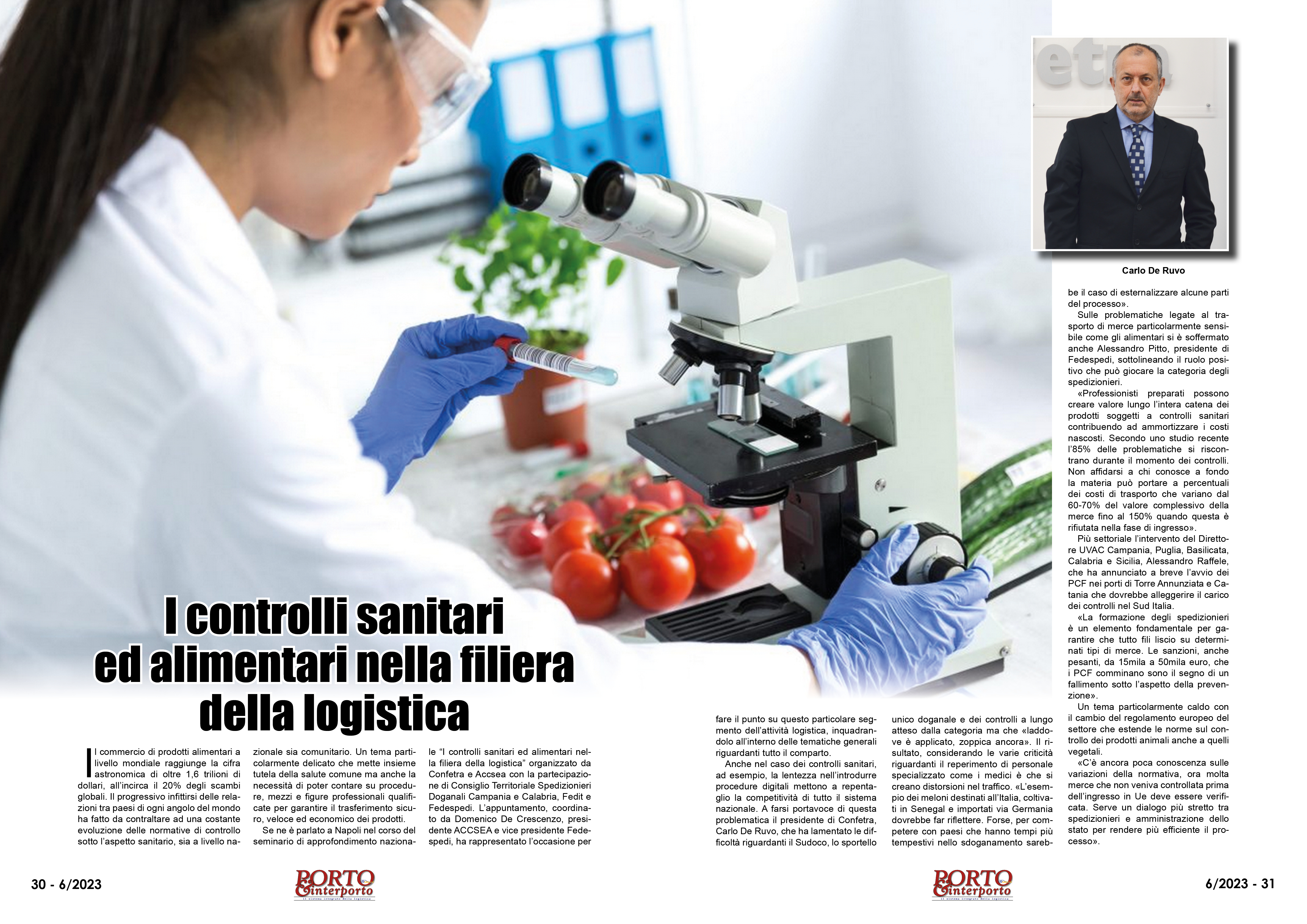 GIUGNO 2023 PAG. 30 - I controlli sanitari ed alimentari nella filiera della logistica