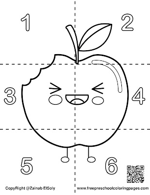 cute food squares puzzle coloring pages to print, free printable preschool coloring pages , free pdf book download ,(apple, watermelon,ice cream,pineapple,cookie,pizza,strawberry,banana,pumpkin) 