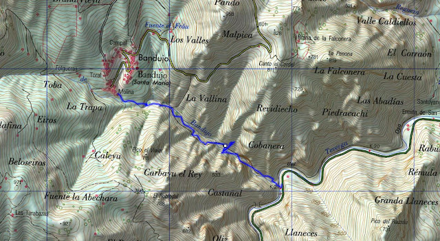 Topographic map Of the trail Asturias