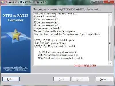 Merubah FAT32 ke NTFS dan Sebaliknya Tanpa Format