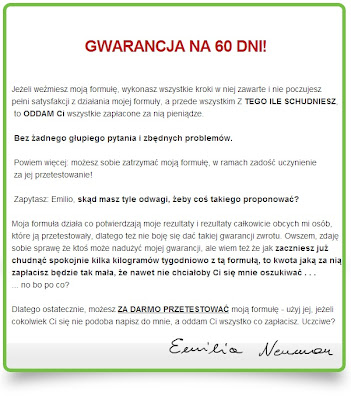 gwarancja zwrotu - sekretna formuła odchudzania