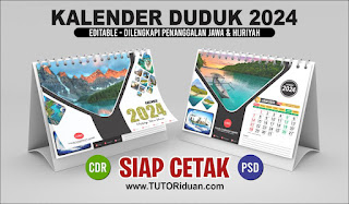 Free Desain Kalender Meja 2024 CDR PSD
