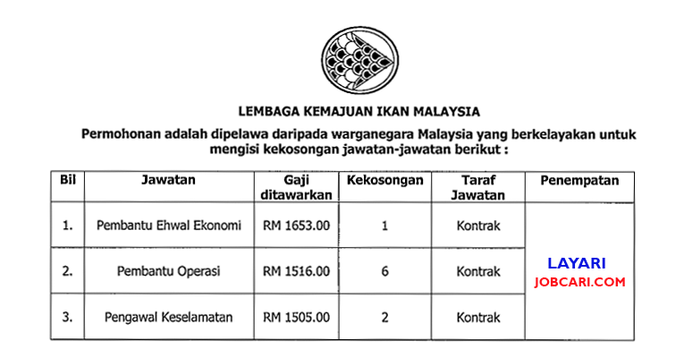 Jawatan Kosong di Lembaga Kemajuan Ikan Malaysia LKIM ...