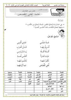 مذكرة ابن عاصم في اللغة العربية للصف الثالث الابتدائي الترم الأول