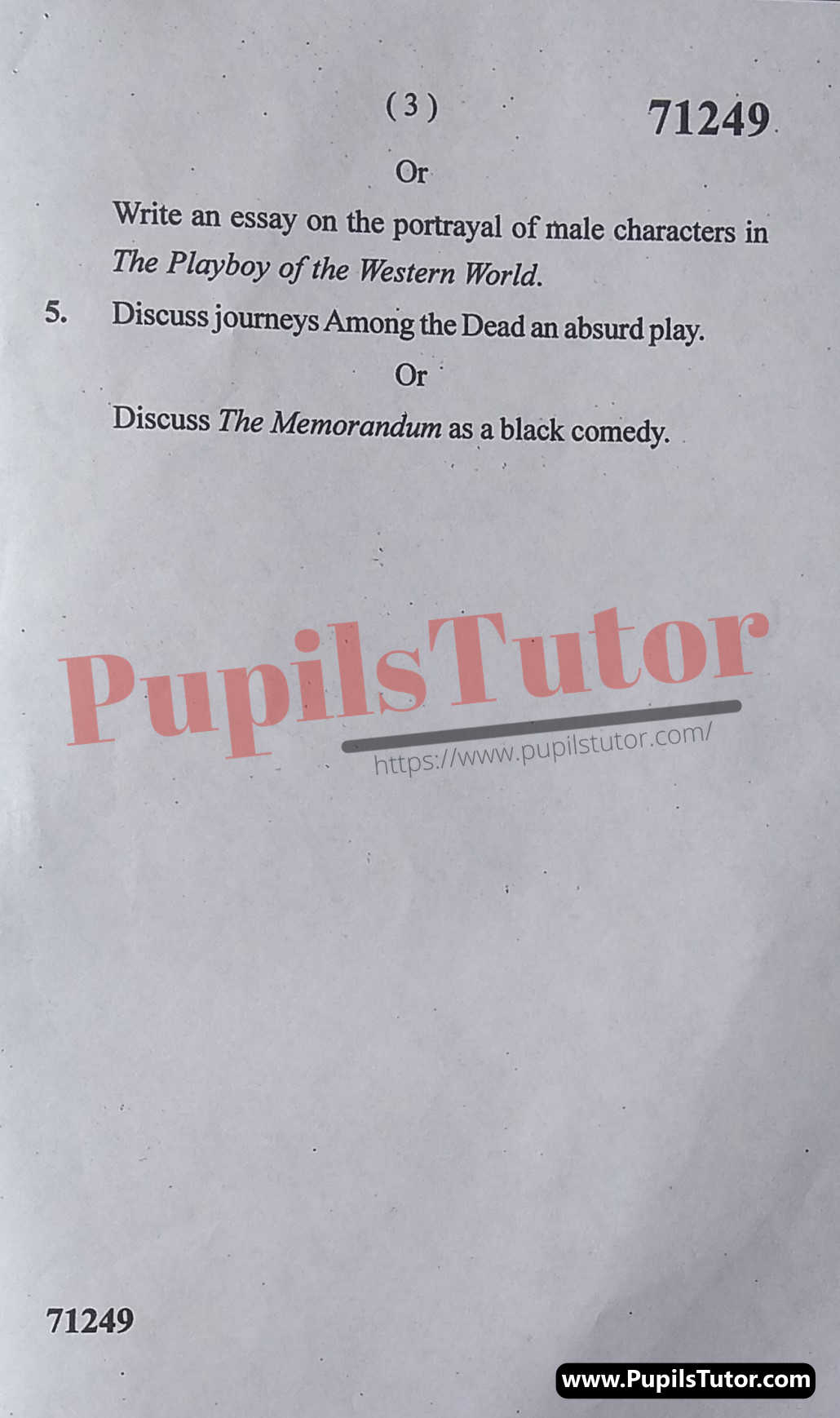 Free Download PDF Of M.D. University M.A. [English] First Semester Latest Question Paper For European Drama Subject (Page 3) - https://www.pupilstutor.com