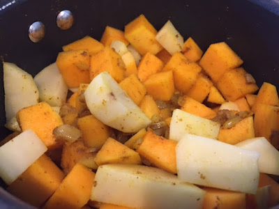 chopped potato and butternut chunks