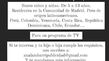 CASTING en ESPAÑA: Se buscan NIÑOS y NIÑAS de 5 a 13 años para programa de TV