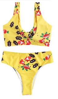 SweatyRocks Women's Sexy Bikini Swimsuit Tie Knot Front Swimwear Set