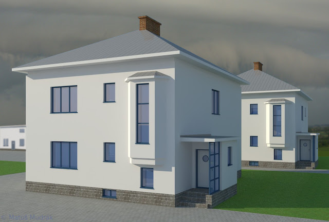 Emil Belluš - rodinné domy v areáli NUPOD Michalovce vizualizácie Matúš Mudrák (c)2018