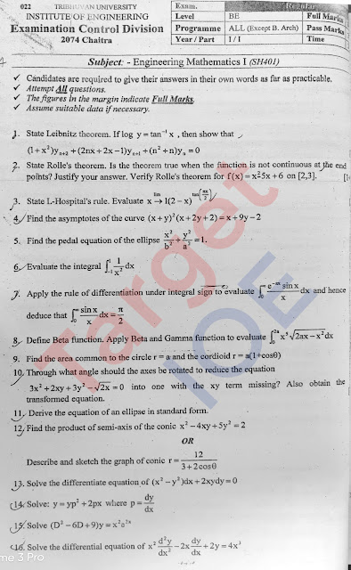 Engineering Maths 1 set 10a