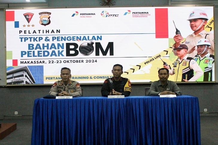 Pertamina Gandeng Brimob Polda Sulsel Gelar Pelatihan TPTKP dan Pengenalan Bom
