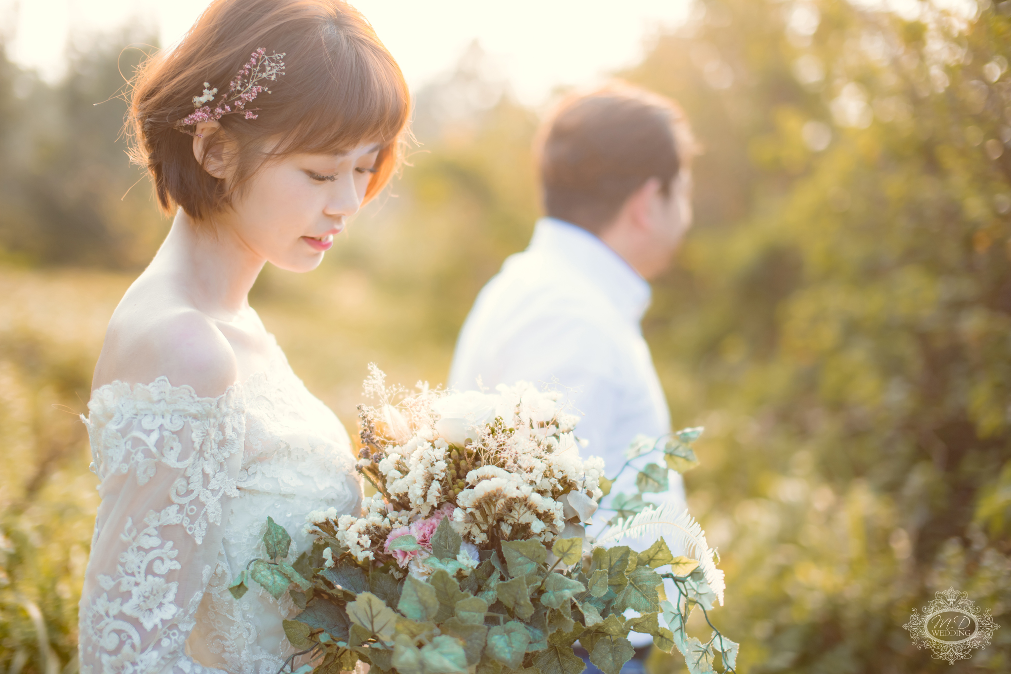 輕婚紗方案 國內婚紗 浪漫風格 海邊夕陽婚紗 陽明山 逆光婚紗 台北婚紗推薦 短髮新娘