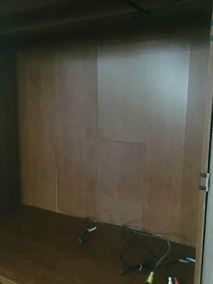 Cardboard back of armoire