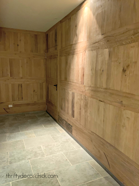 Wood wine crate walls tile floors
