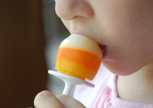 Healthy Halloween Snack- Candy Corn Popsicles