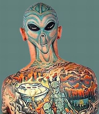 Awesome Avatar Tattoo On Mr. Avatar's Back · Funny Bald Head Tattoos