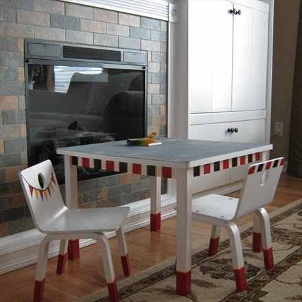 Mismatched Children's Table and Chairs Unified With Paint 