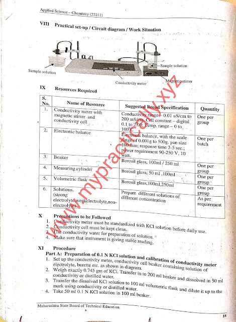 Specific conductance and Equivalent conductance practical answers mypractically, Msbte manual answers, diploma manual answers, first year manual,