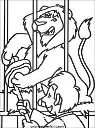 Cute Lion On Cage Coloring Pages