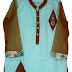 Mint Green & Badami Colour Round Bottom Cotton Kurti with Machine Work Patch 