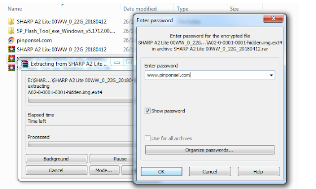 Masukkan Password pada file firmware sharp A2 Lite