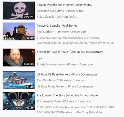 3 for important documentaries on the true nature of Pirates:   10 books on Political psychoapths and links to video documentaries on pirates:   https://narcissistdonaldtrump.blogspot.com/  plus 12 powerful 1 hour free videos by BBC, National Geographic and others on historical and current pirates: a metaphor for the Political Pirates in office worldwide:   https://www.youtube.com/results?search_query=pirates+documentary