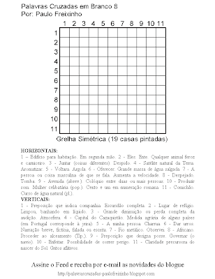 Palavras Cruzadas em Branco para imprimir