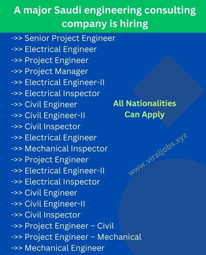 A major Saudi engineering consulting company is hiring