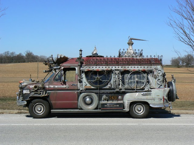 Vanadu Ford Art Car Side- Goth Apocalypse Hunter Camper