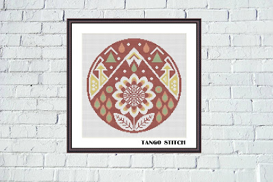 Abstract floral panel cross stitch pattern  - Tango Stitch