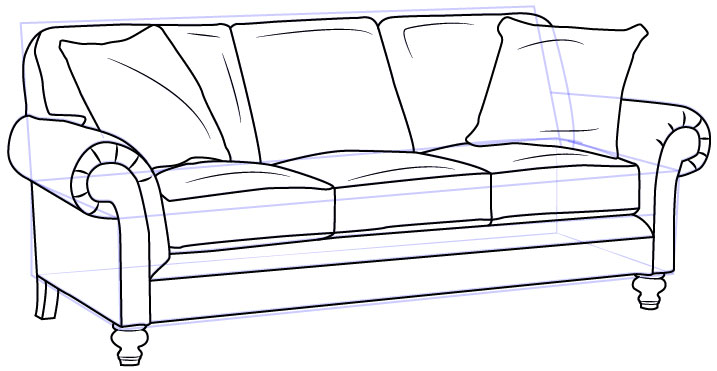 Cara Mudah Menggambar atau Sketsa Kursi Sofa
