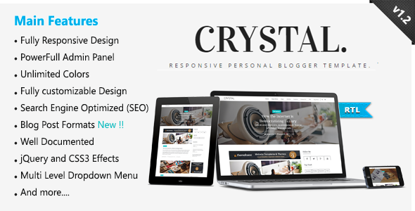 Crystal - Responsive Personal Blogger Template