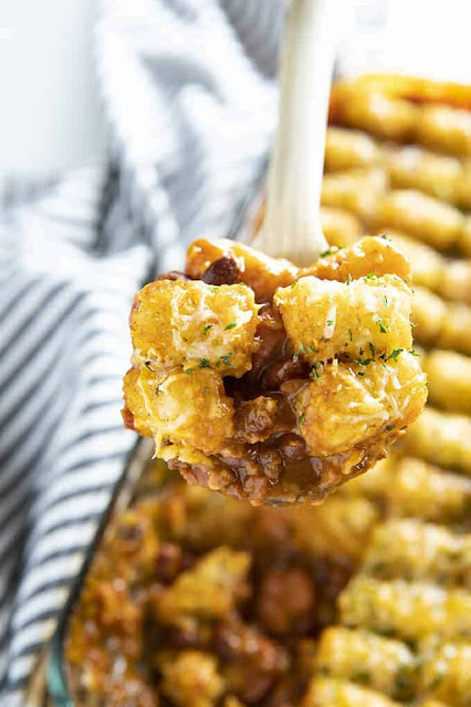 Tator Tot Chili Dog Casserole...an easy way to use up leftover chili!