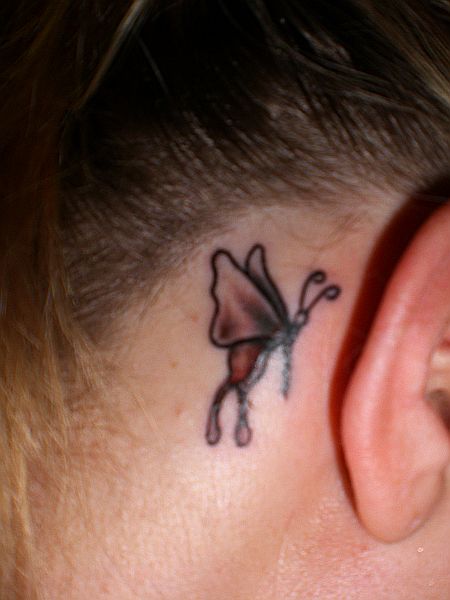 Women Neck Tattoos With Butterfly Tattoo Designs Gallery 5