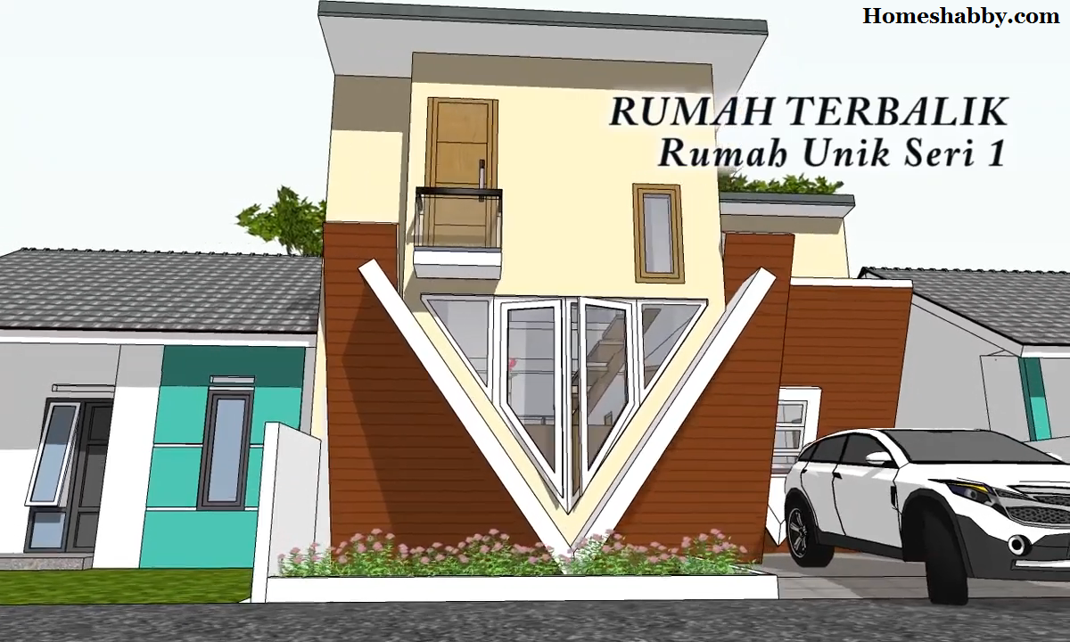 Rumah Unik Desain Dan Denah Rumah Terbalik 8 X 14 M2 Lengkap Dengan Mezzanine Homeshabbycom Design Home Plans