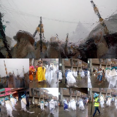 Photos: Eyo masquerades defy rainfall, move around in their attire
