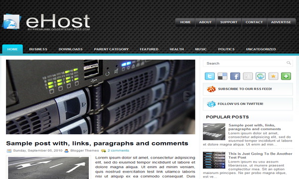 eHost 2 Column Blogger Template