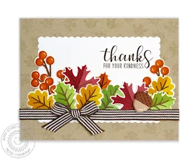 Sunny Studio Stamps: Autumn Splendor & Autumn Greetings Fall Leaves Thank You Card by Mendi Yoshikawa