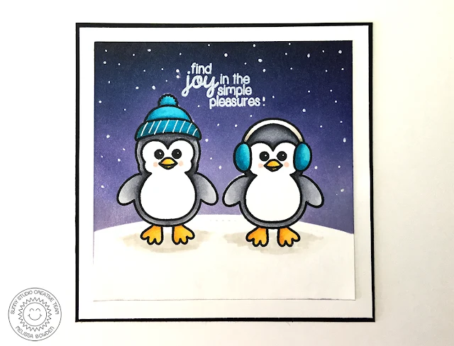 Sunny Studio Stamps Bundled Up Penguin Winter Holiday Christmas Card by Melissa Bowden.