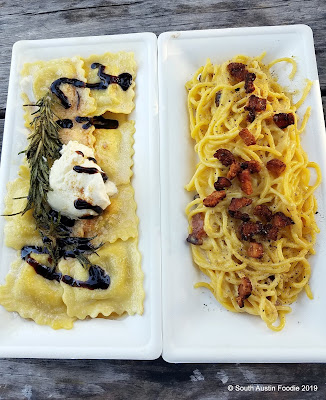 Artipasta ravioli and carbonara